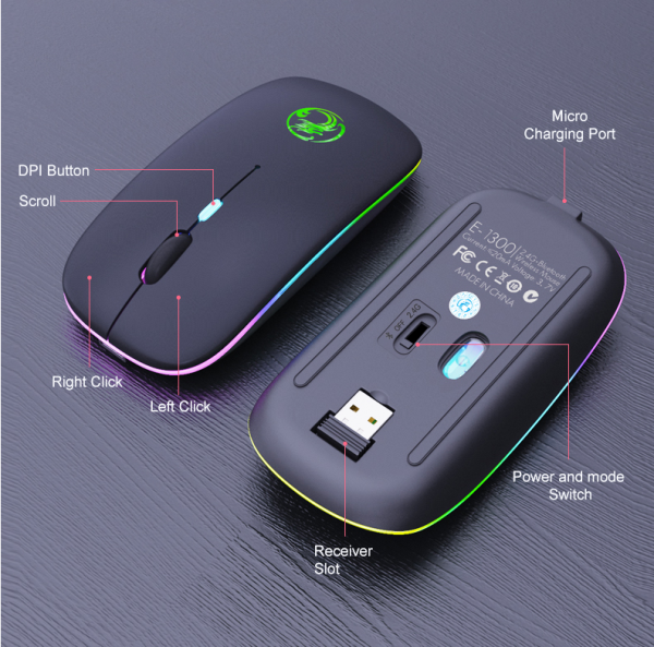 Luminous Charging Bluetooth Dual-mode Wireless Silent Mouse Desktop Notebook